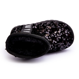 Djevojke snježne čizme izolirane crnim šljokicama crna 2