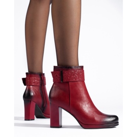 Crvene ženske čizme na visoku petu marke Daszyński crvena 1