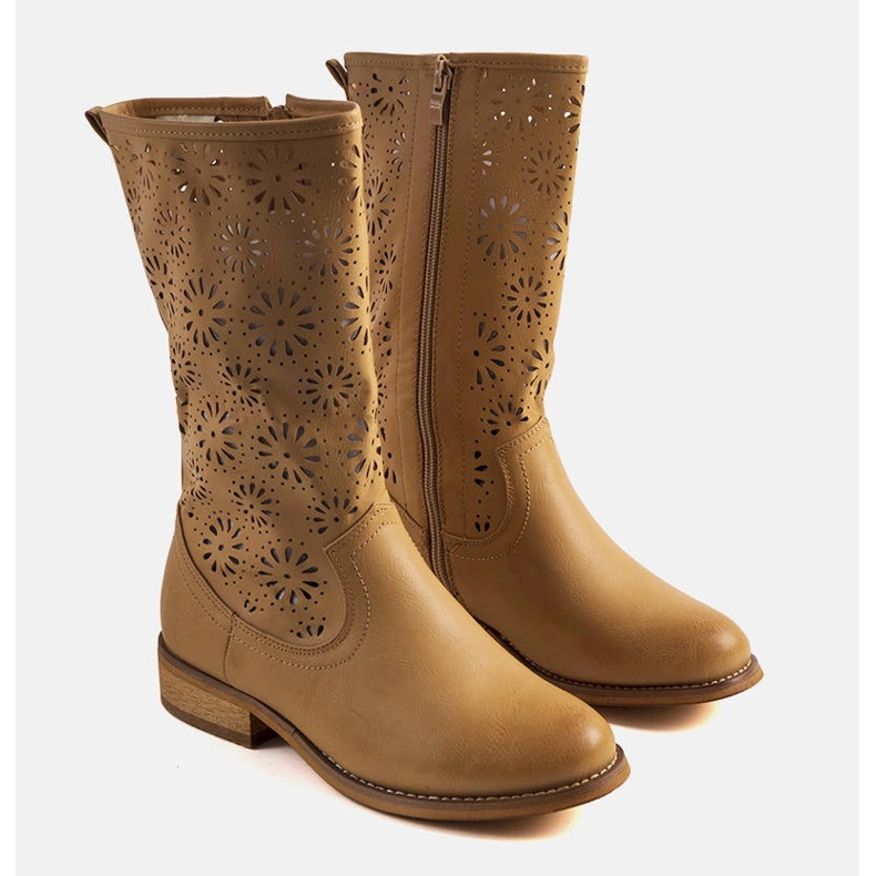 Bitsis svijetlosmeđe otvorene dječje čizme bež 1