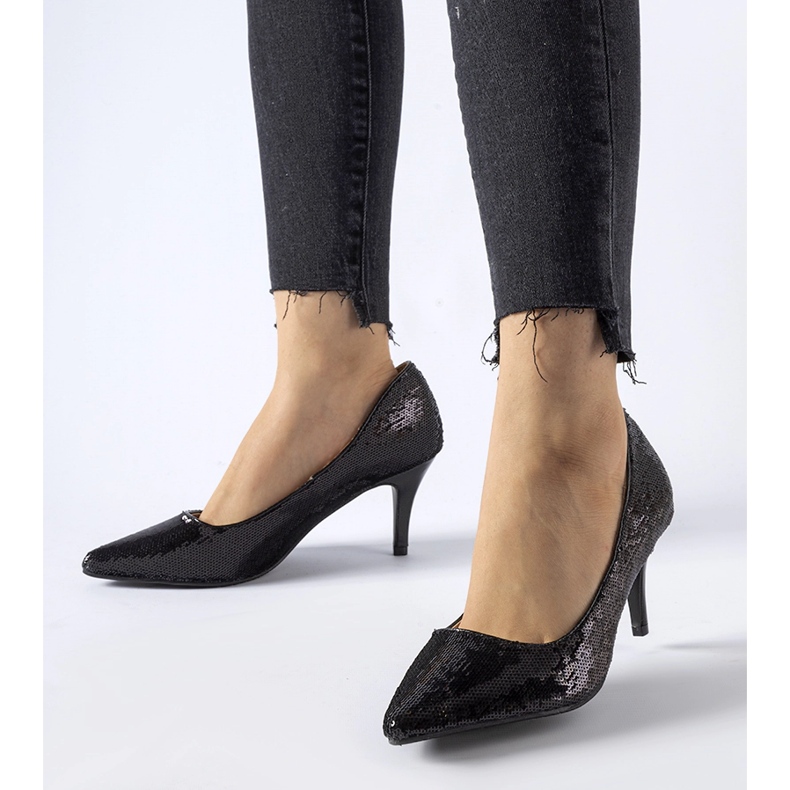 Ernesto crne šljokičaste cipele s visokom petom crna 1