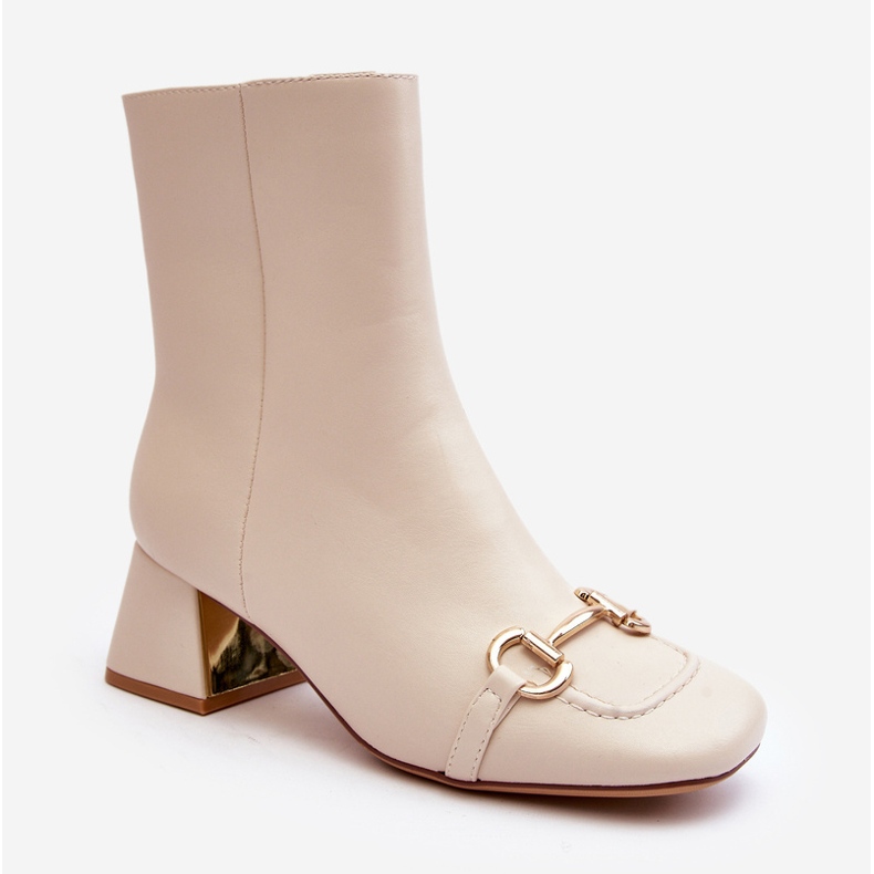 Gležnjače na visoku petu s ukrasom, svijetlo bež Adinah 2