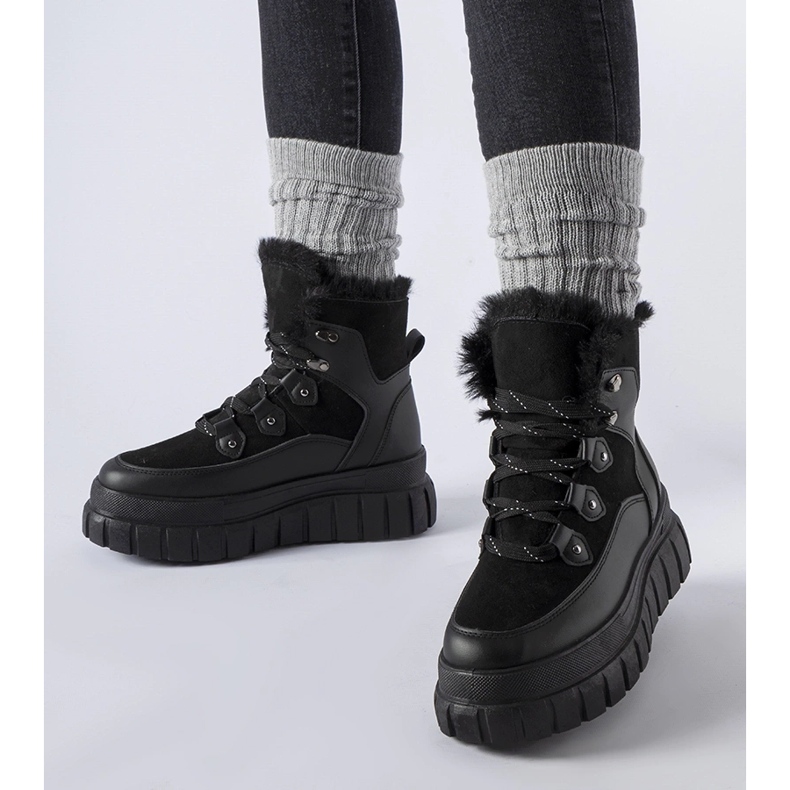 Crne gležnjače s masivnim Cervantes đonom crna 1