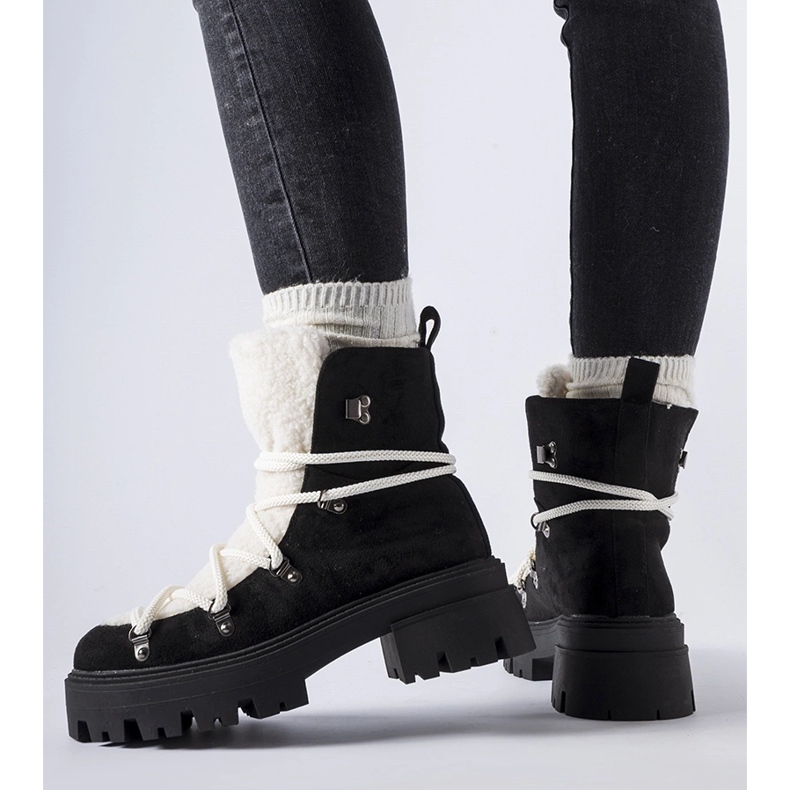 Crne radničke čizme s ukrasnim jezikom iz Perugie crna 1