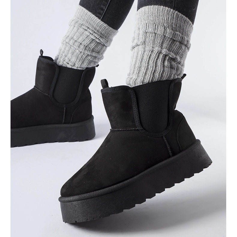 Bertino crne čizme za snijeg s elastičnim trakama sa strane crna 1