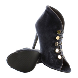 Baršunaste pumpice otvorenih prstiju 1129 D. Siva 2