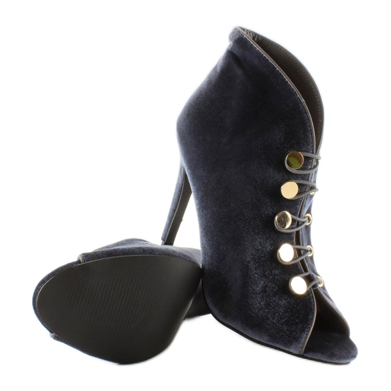 Baršunaste pumpice otvorenih prstiju 1129 D. Siva 2