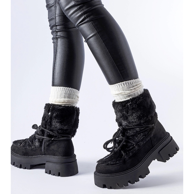 Crne gležnjače s ukrasnim krznom iz Frediana crno 1