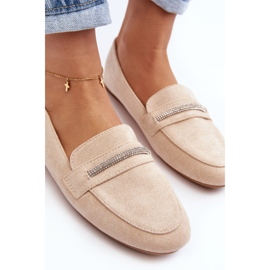 Bež ladite ženske mokasine od eko antilop kože 1