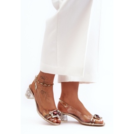 Sandale na nisku petu, zlatne S.Barski MR1037-12 zlatni 1