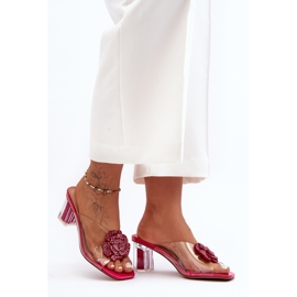 Prozirne japanke na visoku petu s ukrasom u boji fuksije S.Barski MR1037-20 ružičasta 1