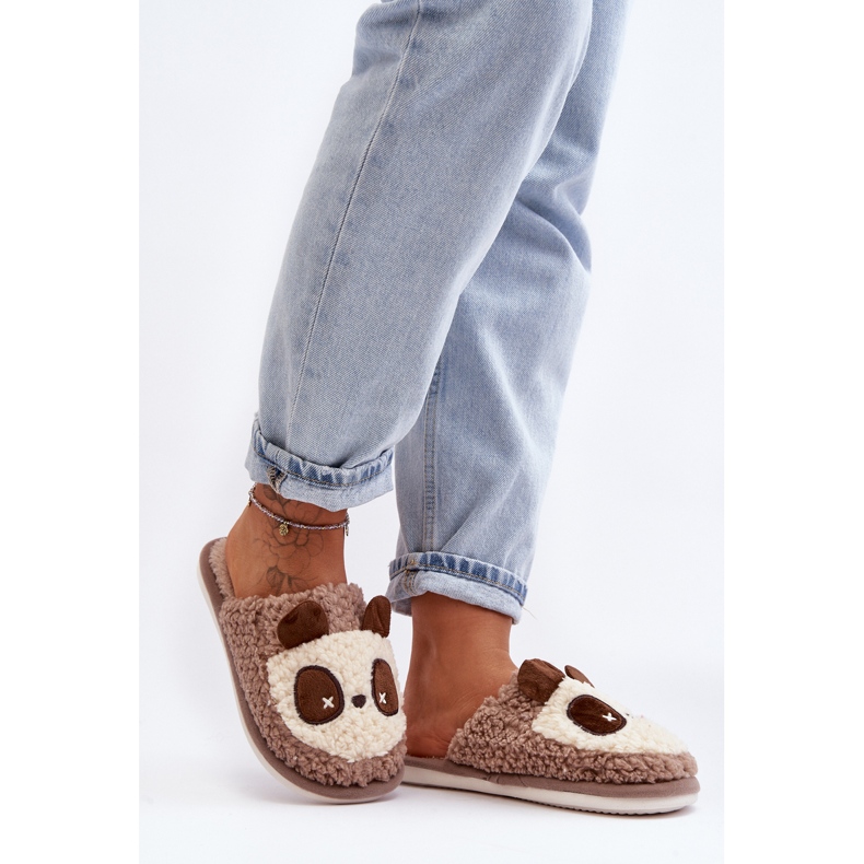 Tople ženske papuče smeđe Priseth smeđa 1