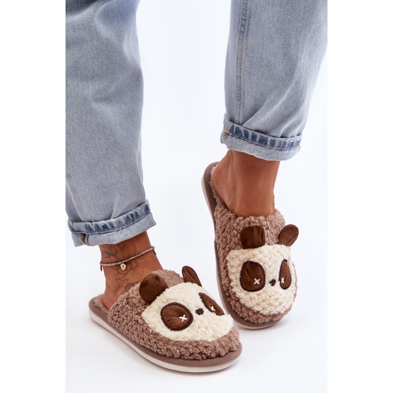 Tople ženske papuče smeđe Priseth smeđa 2