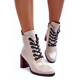 Lakirane gležnjače na vezanje S.Barski MR870-15 svijetlosive siva 4