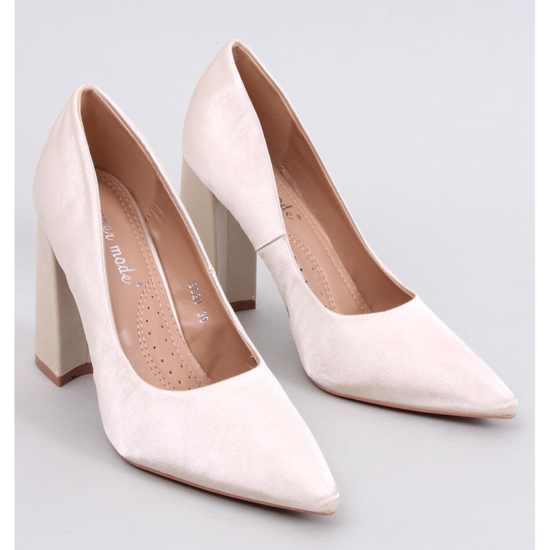 Astia Beige satenske cipele s visokom petom bež 1