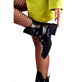 S.Barski Ženske lakirane izolirane čizme s crnim rhinestones crno 2