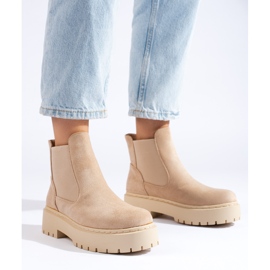 Shelovet bež ženske Chelsea čizme od brušene kože 1