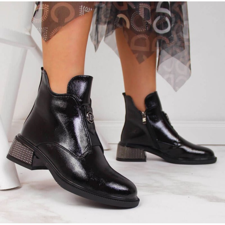 Filippo W PAW256 crne gležnjače s ukrasnim blokom crna 2