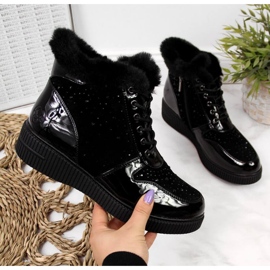 Izolirane kožne čizme na platformi Rieker W 93312, crne crna 1