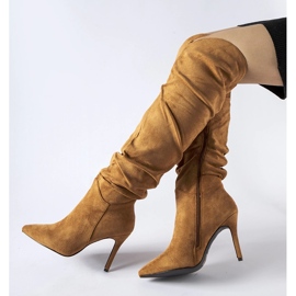 Smeđe duge čizme s visokom petom iz Joppa crna 1