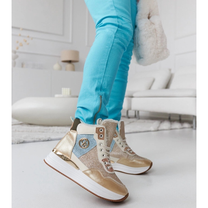 Deleon zlatne izolirane tenisice sa šljokicama zlatna 2