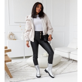 Srebrne izolirane gležnjače s Malvaro prošivom srebro 2