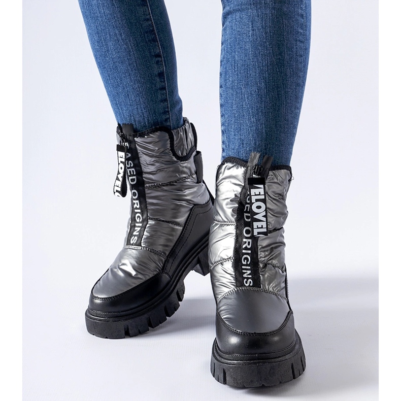 Grafitne i crne izolirane Moorhead čizme za snijeg siva 1