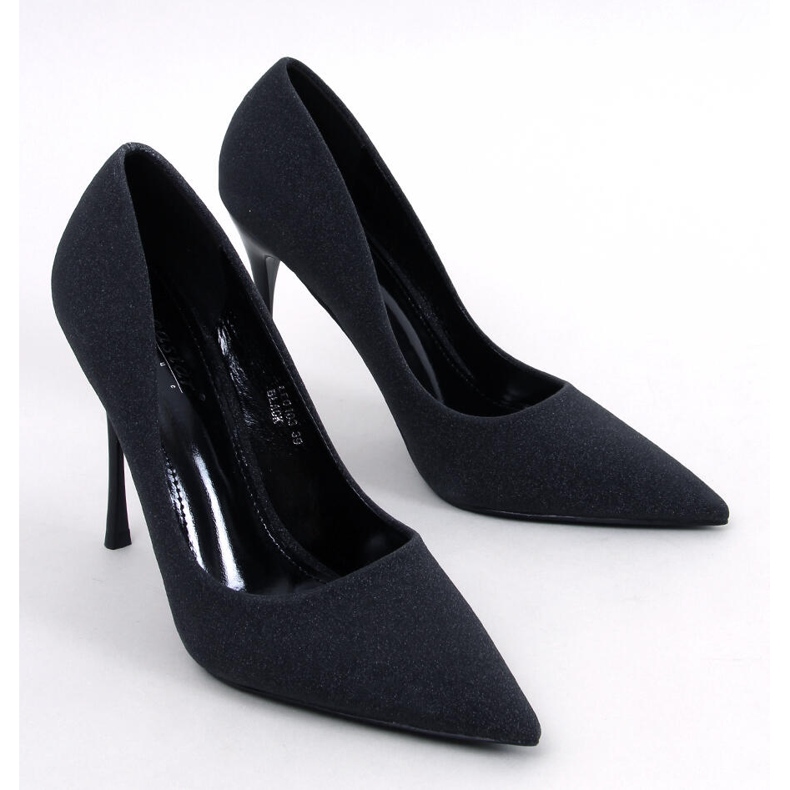 Sjajne visoke pete s Diamoi Black česticama crna 1