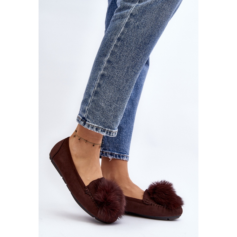 Ženske mokasine s krznom Smeđe Novas smeđa 2