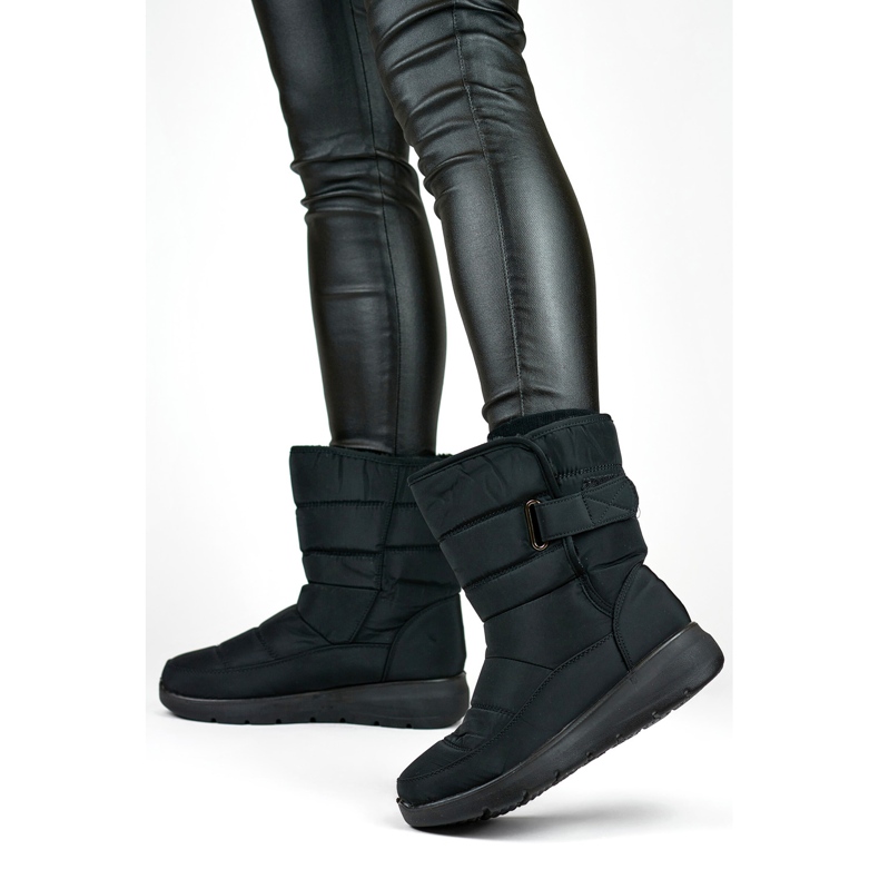 Udobne čizme za snijeg, zimske čizme, prošivene gležnjače, izolirane čičkom crna 2