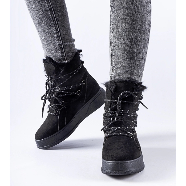 Crne čizme za snijeg na Rancourt platformi crno 1