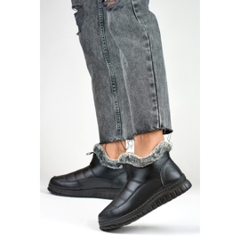 Udobne kratke čizme za snijeg, zimske čizme s krznom crna 1