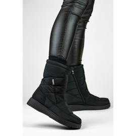 Ženske izolirane čizme za snijeg, prošiveno krzno, niska platforma crno 2