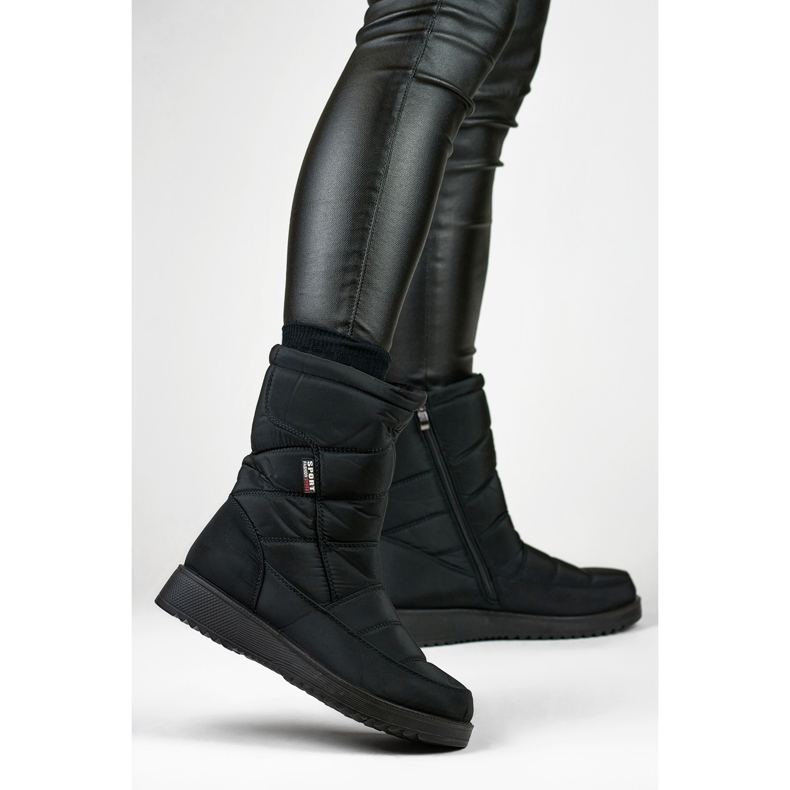 Ženske izolirane čizme za snijeg, prošiveno krzno, niska platforma crno 2