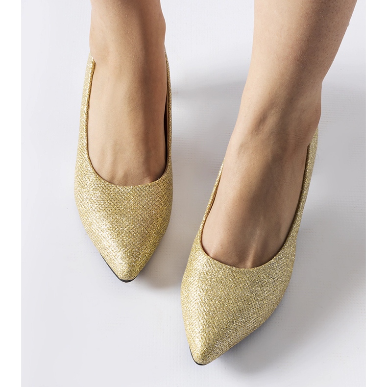 Pescara zlatne brokatne niske salonke zlatni 1