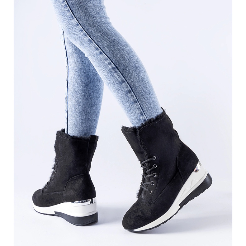 Crne izolirane Wesley tenisice na wedge crno 1