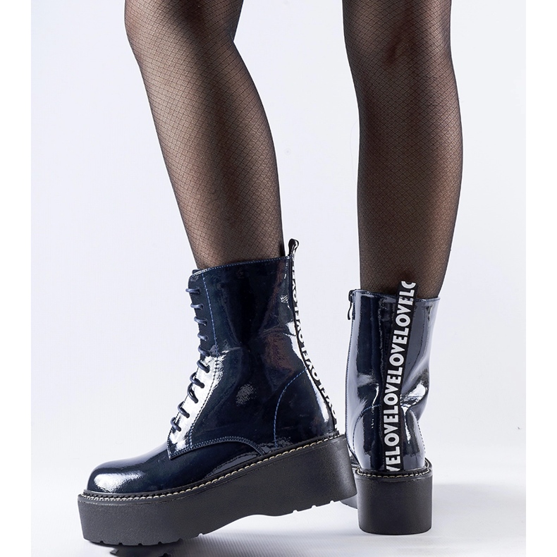 Mornarsko plave lakirane Leos cipele s platformom plava 1