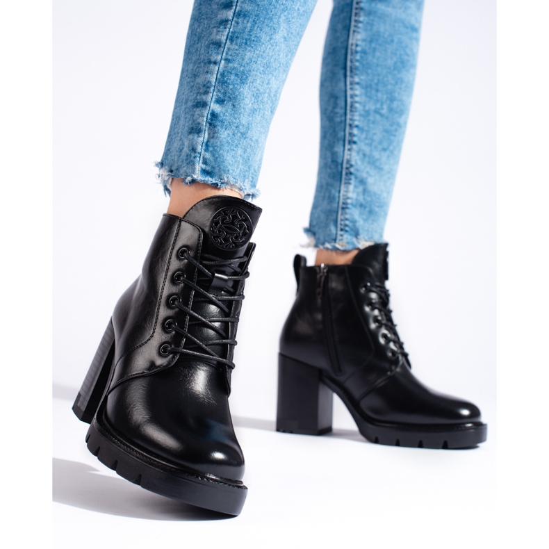 W. Potocki Potocki crne ženske gležnjače na visoku petu crna 2