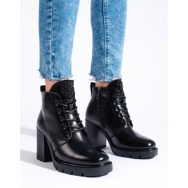 W. Potocki Potocki crne ženske gležnjače na visoku petu crno 1