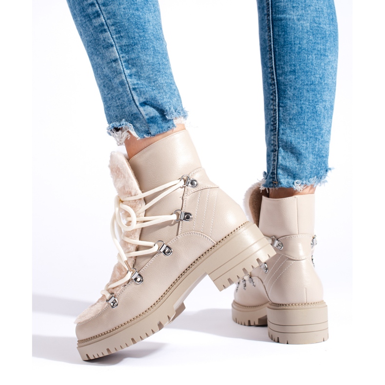 W. Potocki Bež ženske čizme za snijeg s krznom Potocki 2