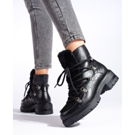 W. Potocki Crne ženske čizme za snijeg s krznom marke Potocki crna 2