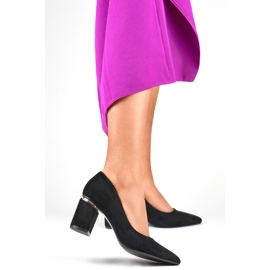 Crne ženske cipele s visokom petom od brušene kože crna 1