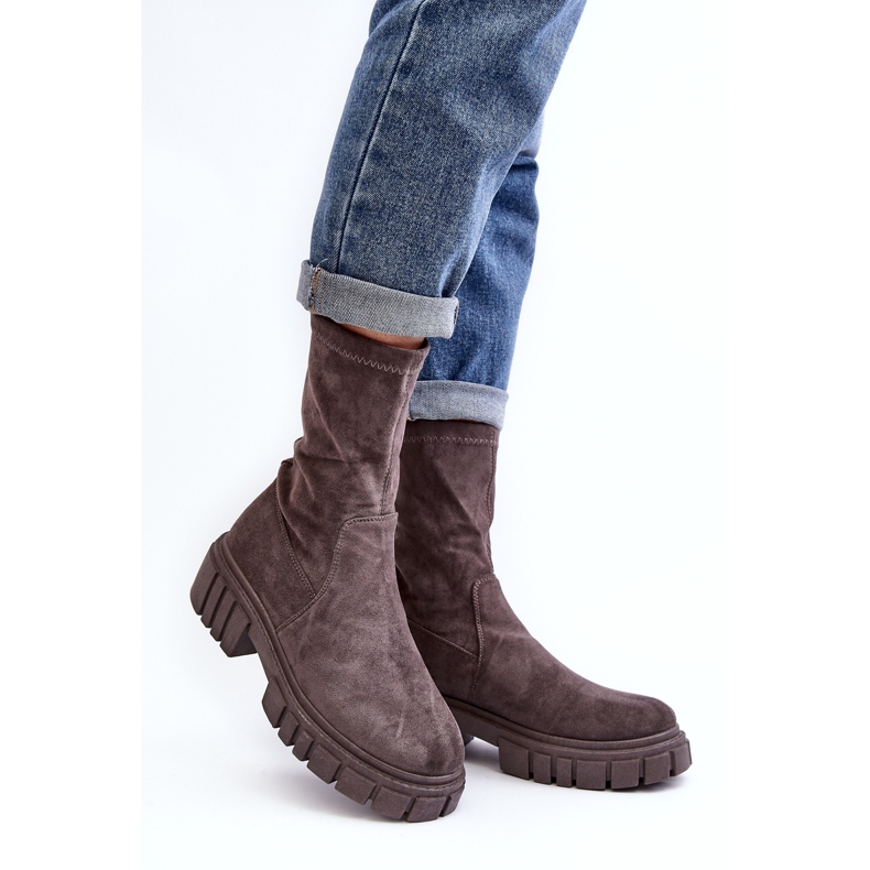 Radničke natikače s ravnom petom Sive Divella siva 1