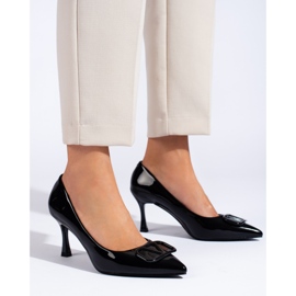 Vinceza ženske salonke s crnim ukrasom crno 2