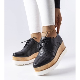 Laurentove crne ažurne cipele na wedges crna 1