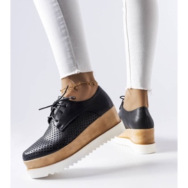 Laurentove crne ažurne cipele na wedges crna 2