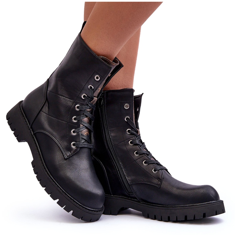 Eko-kovrčave čizme Ženski crni radnici crna 4