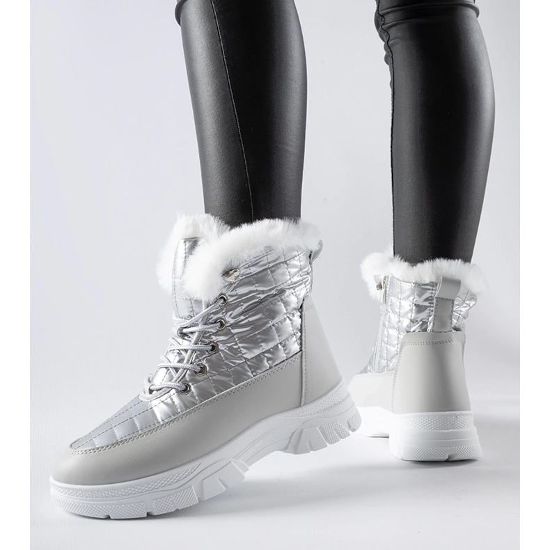 Srebrne izolirane čizme za snijeg na platformi Dwayn srebro 1