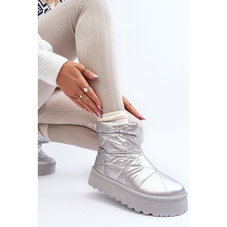 Srebrne Fionia ženske čizme za snijeg na masivnoj platformi srebro 1