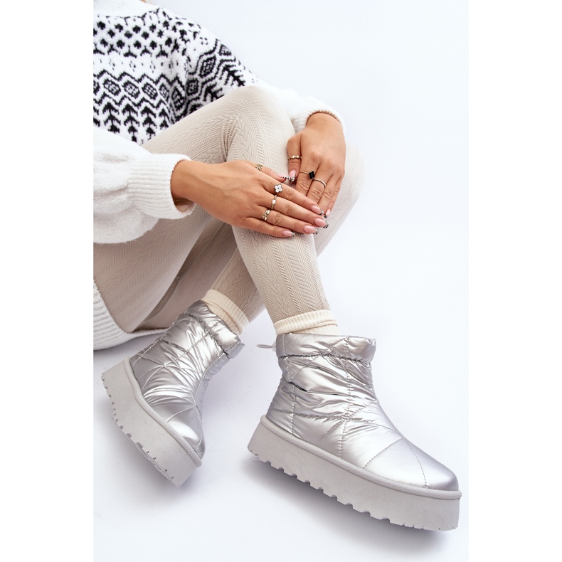 Srebrne Fionia ženske čizme za snijeg na masivnoj platformi srebro 2