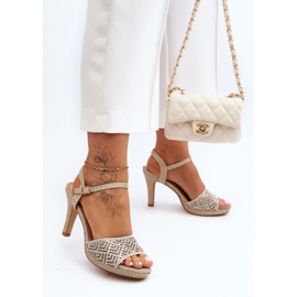 Ukrašene sandale na visoku petu D&amp;A MR1038-44 zlatne zlatna 2